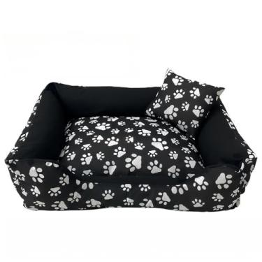 Imagem de Cama cachorro medio caminha pet 60 x 50 com ziper lavavel fundo impermeavel +almofadinha(PATINHA PRETA (M))