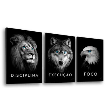 Imagem de Quadro Decorativo Trio Foco, Disciplina e Execução Premium