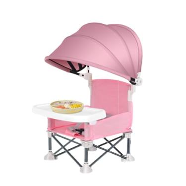 Imagem de Cadeira De Jantar Dobrável Para Bebé,Assento de Viagem com Bandeja para Criança - Cadeira Dobrável com Proteção Solar para Casa Viagem Jardim Praia