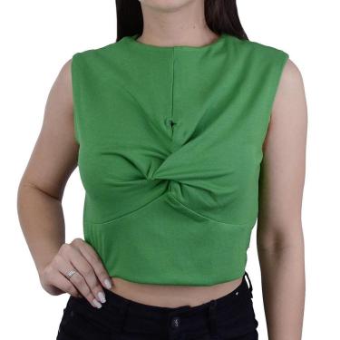 Imagem de Regata Feminina Lado Avesso Cropped Verde - L12540-Feminino