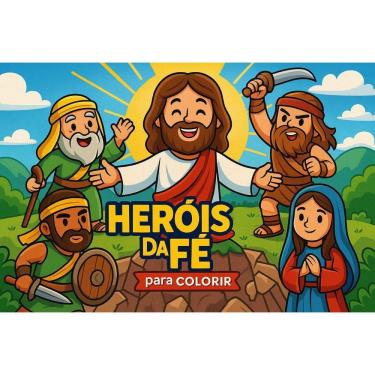 Imagem de Livro Heróis Da Fé Colorir Infantil Cristão Atividades