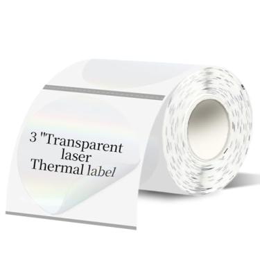 Imagem de Etiqueta térmica a laser transparente de 7 cm, etiqueta térmica direta autoadesiva redonda, adesivos térmicos para design de logotipo DIY, etiqueta de nome (200/rolo