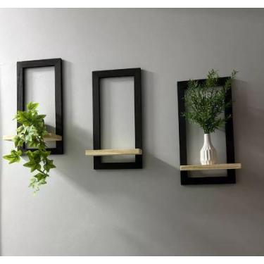 Imagem de Prateleira Decorativa Hexagonal 43x43 cm com Prateleira de 33x10 cm Ma