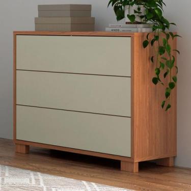 Imagem de Cômoda 3 Gavetas 100% Mdf Tw54 Freijó/Off White - Pradel, Bege