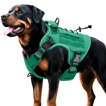 Imagem de Peitoral tático resistente para cães grandes, colete refletivo ajustável sem puxão com sistema Molle, controle de nível militar K9 para treinamento de serviço, atividades ao ar livre e mais de 10