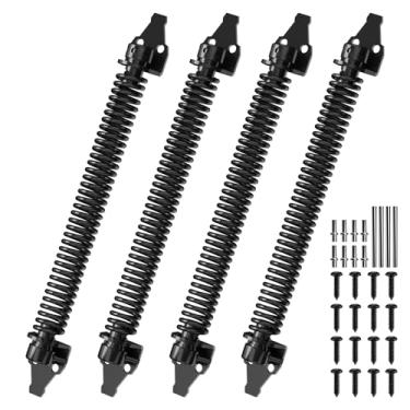 Imagem de SANKEYTEW Pacote com 4 Mola de portão de 35,5 cm com fecho automático para porta externa resistente e fecho automático, ajustável para cerca de madeira e vinil, preto