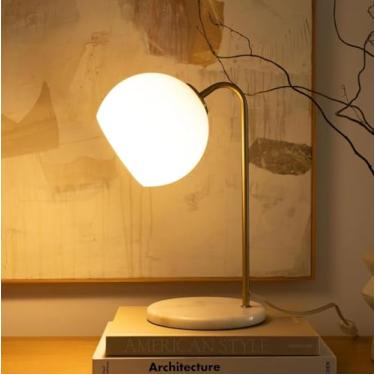 Imagem de Brightech Luminária de mesa Krystal LED, globo de vidro fosco, lâmpada de sala de estar, luminária de pé moderna de meados do século para salas de estar, luminária de mesa interna rústica Boho para