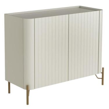 Imagem de Aparador Buffet Sala de Jantar 2 Portas Brise Pés Industrial Dourado N