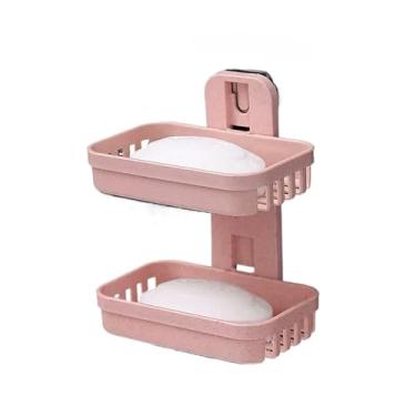 Imagem de Saboneteira Dupla Para Parede/Banheiro Dupla Camada Adesiva Sem Furo (ROSA,3)