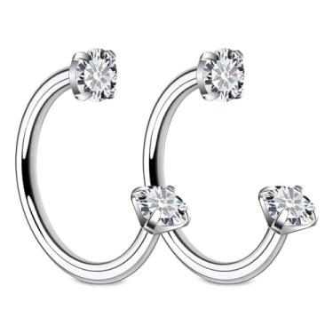 Imagem de Ftovosyo Anel de nariz em ferradura de aço cirúrgico anel de nariz sapato de cavalo anéis de narina para mulheres piercing de ferradura dupla joia piercing de narina 8 mm diâmetro interno 18G, Metal