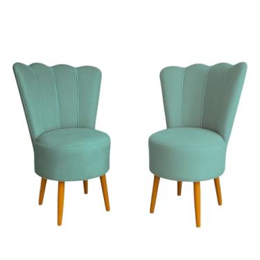 Imagem de Kit 2 Cadeiras Decorativa Pétala Veludo Luxo Premium Pés Retrô Palito Sala Quarto e Penteadeira (TIFFANY)