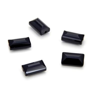 Imagem de 25 contas de cristal retangulares facetadas austríacas Adabele 14 mm preto azeite compatível com cristais Swarovski Preciosa 5055 SSRT1423