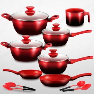 Imagem de Jogo de Panelas Revestimento Ceramica Indução 11 peças Extream Rio Red Vulkano (Rio Red Vulkano)