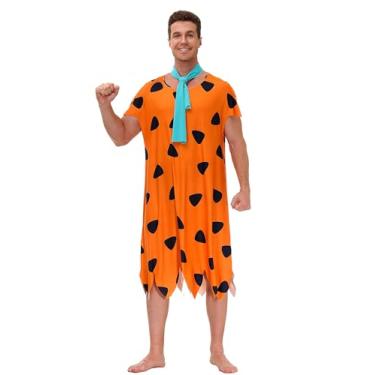 Imagem de QIKUBI Fantasia masculina Fred Halloween adulto cosplay clássico casal caverna roupa de festa (laranja, M)