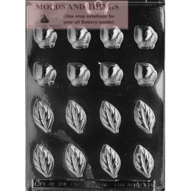 Imagem de Bolotas e folhas para guirlanda Molde de doces de chocolate Molde de colheita de outono - Molde de abóboras, bolotas, girassol e folhas de bordo para chocolate. Doces, sabão, artesanato em gesso