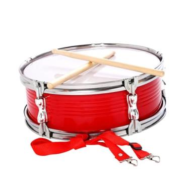 Imagem de oshhni Caixa de 13 polegadas com baquetas e alça de ombro ajustável, brinquedo educacional, aro de aço inoxidável, tambor musical para adolescentes, vermelho