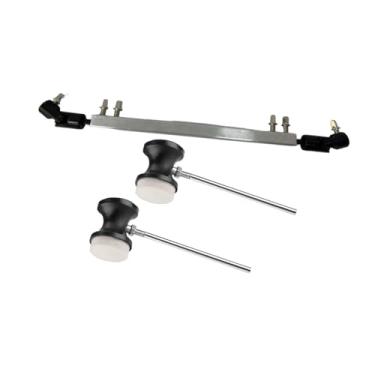 Imagem de Fenteer Eixo de transmissão do pedal de bumbo duplo, biela do eixo de transmissão, com batedores convenientes, Eixo Preto Prateado