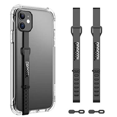 Imagem de Dracool 2 peças de alça de telefone celular, alça elástica para o dedo, suporte seguro de silicone, acessório universal fino para todos os smartphones, celulares para iPhone, Samsung, Google LG - preto