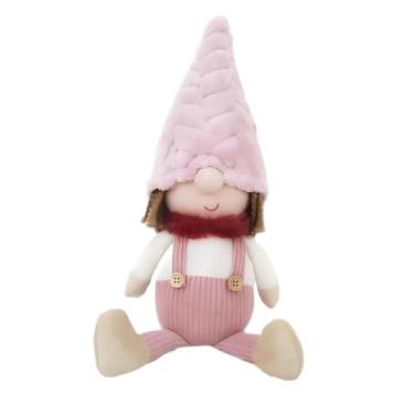 Imagem de Gwindrise Plush Gnome Girl with Pink Hat and Overalls, 14 inch Height, Christmas Decorative Figurine or Brithday Gifts for Girls