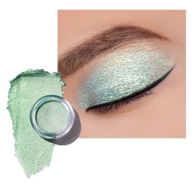 Imagem de Oulac Sombra de olhos creme verde Prime| como iluminador de grande capacidade, sombra altamente pigmentada, à prova d'água e de longa duração com fórmula hidratante, maquiagem brilhante para os olhos