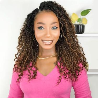 Imagem de Fulcrum Cabelo de crochê Goddess Locs 30,5 cm, 8 pacotes de cabelo falso de crochê para mulheres negras, pontos de crochê com pontas encaracoladas (30,5 cm (pacote com 8), 1B/4/30#)