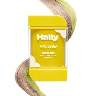 Imagem de Hally Hair Tintura de cabelo temporária, Shade Stix (amarelo) - Acessórios de maquiagem de Halloween para crianças, adolescentes e adultos - 12 ml de giz de cabelo lavável e tintura para festivais