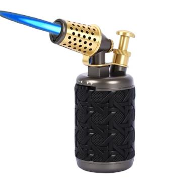 Imagem de Maçarico de sopro, maçarico de butano profissional de cozinha com trava de segurança ajustável, recarregável, chama multiuso, churrasco, cozimento, creme brulee, artesanato e solda (gás butano não