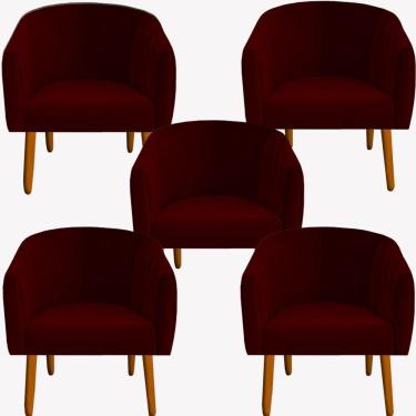 Imagem de Kit 05 Poltrona Julia Decoração Salão Cadeira Escritório Recepção Estar Amamentação Suede Marsala D'classe Decor