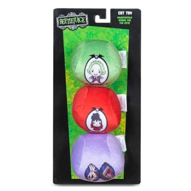 Imagem de Beetlejuice Brinquedo para gatos Catnip Jingle Balls, pacote com 3 com Beetlejuice, Lydia, Barbara e Adam