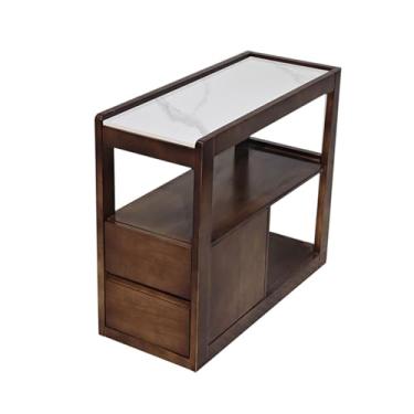 Imagem de Mesa lateral de sofá removível de madeira maciça para sofá armários laterais armário de canto armário de armazenamento aparador estreito mesa lateral de sala de estar armário lateral criativo (80 x 40