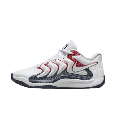 Imagem de Nike Tênis de basquete masculino KD 17, Branco/obsidiana/vermelho universitário, 40