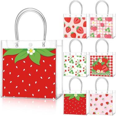 Imagem de Bolsas de lembrancinhas Teenyyou Strawberry PVC, 24 unidades com alças