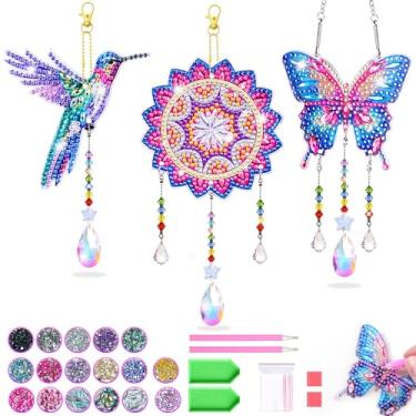 Imagem de Diamond Art Kits for Kids Ages 6-12: Birthday Gifts for 7 8 9 10 Year Old Girls Teens Creative Arts & Crafts for Girls Boys DIY Wind Chime & Suncatcher Craft Kit Crystal Window Garden Decor Kit