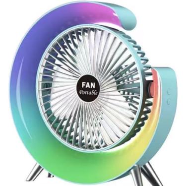 Imagem de Ventilador Recarregável Portátil USB RGB – 3 Velocidades, Silencioso e Compacto para Mesa, Quarto e Escritório