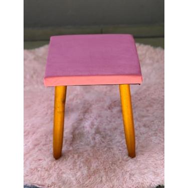 Imagem de Banqueta Decorativa com Pés Palito Removíveis - Ideal para Penteadeira, Closet, Sala de Estar - Rosa - JRC Móveis