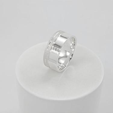 Imagem de Aliança De Prata Trabalhada Com Zircônia Bijou Art