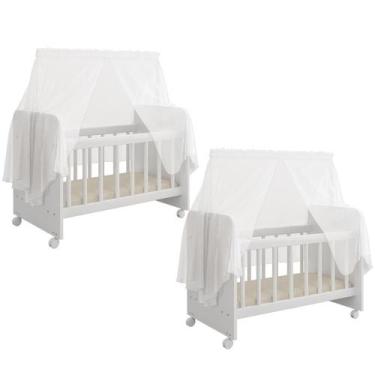 Imagem de Kit 02 Berços Boneca Magia C02 Brinquedo Infantil Branco - LYAM DECOR