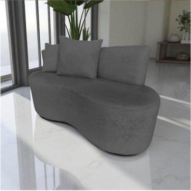 Imagem de Namoradeira Sofá 2 Lugares Yara Orgânica Suede Cinza - Mazzero Decor