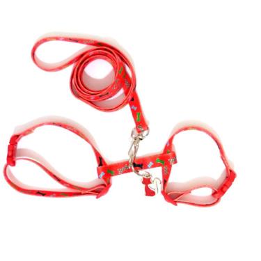 Imagem de Conjunto Peitoral Gatos Vermelho Tam. Único  12Cm a 22Cm 