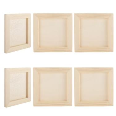 Imagem de GORGECRAFT Pacote com 8 painéis de painel de madeira 11 x 11 cm painéis de suporte de tela de madeira inacabada quadrados placas em branco de madeira para pintura, desenho, derramamento, aquarela