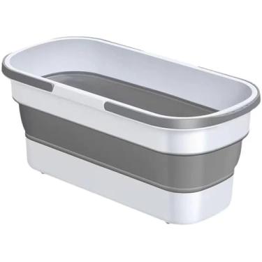 Imagem de Balde Retrátil Dobrável Flexível Retangular 26L Silicone Multiuso Com 4 Rodinha e Alça(2,13L)