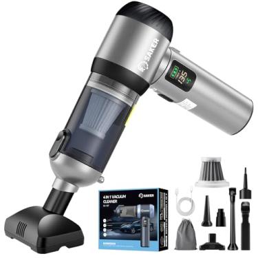 Imagem de Saker Aspirador de carro portátil sem fio 20000Pa potência de sucção 4 em 1 aspirador portátil e espanador de ar com luz LED Tipo-C Mini aspiradores portáteis para carro, casa, escritório, animais de