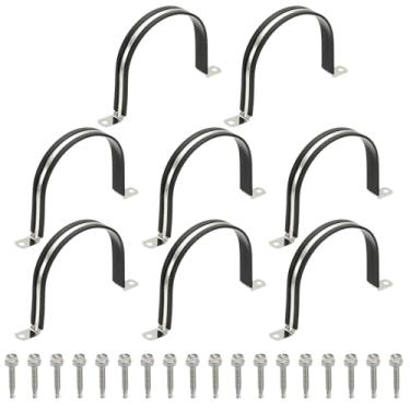Imagem de PATIKIL 8 braçadeiras de tubo, 114 mm de aço inoxidável 304 de aço inoxidável amortecido, braçadeiras de conduíte com parafuso hexagonal para instalação de cabo de mangueira de tubo, 114 mm