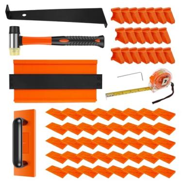 Imagem de Tzdxfgl Ferramentas de piso laminado, kit de instalação de piso de vinil com barra de tração resistente e martelos de borracha bloco de batida 40 espaçadores, ferramentas de piso de madeira laminada