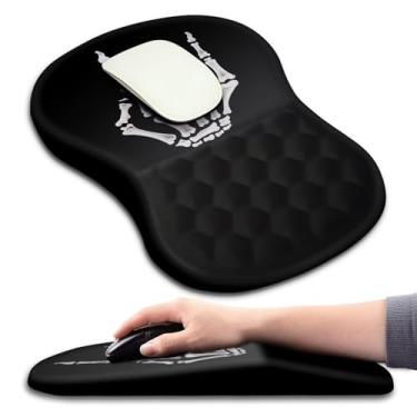 Imagem de Hokafenle Mouse pad ergonômico suporte de pulso com design de massagem, descanso de pulso para alívio da dor com espuma viscoelástica e base de poliuretano antiderrapante, mouse pads para mouse e mesa