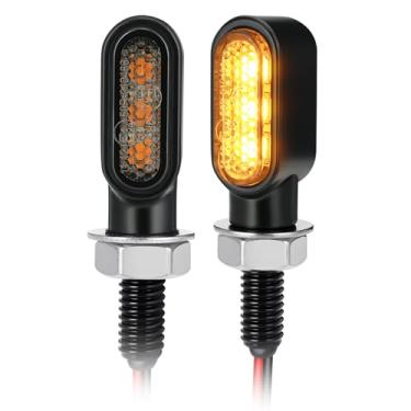 Imagem de PBYMT 2 peças de mini seta LED de motocicleta com luzes de corrida, luz de freio de seta frontal e traseira 12 V apto para Harley Honda Suziki Yamaha Kawasaki (moke)