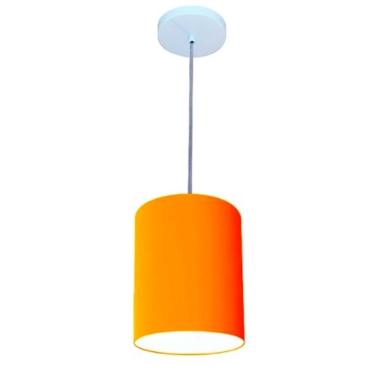 Imagem de Lustre Pendente Cilíndrico Md-4012 Cúpula Em Tecido 18x25cm Laranja - Bivolt