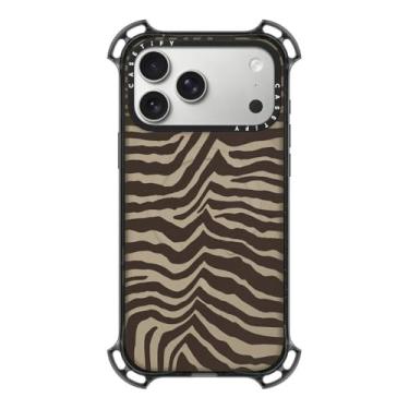 Imagem de CASETiFY Capa Bounce para iPhone 17 Pro Max [à prova de choque/compatível com Magsafe/6,5 m. Proteção contra quedas de grau militar 7X] - marrom zebra - preto transparente
