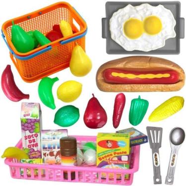 Imagem de Kit Cozinha Infantil 35 Peças Brinquedo Educativo com Comidinhas e Ute