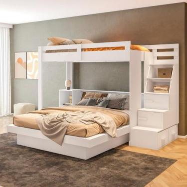 Imagem de Beliche Adulto com Nichos 2 Gavetas e 2 Portas Family Moon Yescasa